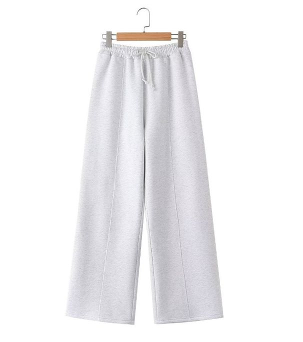 Trendy Zip-Up Bomber Jacket & High-Waist Flannel Pants Set – Stylish Two-Piece Outfit For Women (Beige/Grey/Black, 3 Sizes)_ecoleips.com