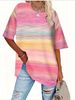 New European And American Cross-Border Round Neck Short Sleeve Gradient Color 3D Digital Print Loose Plus Size_ecoleips.com
