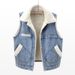 Autumn And Winter Lamb Wool Plus Velvet Thickened Patch Denim Vest Women's Loose Korean Cotton Vest Waistcoat Jacket_ecoleips.com