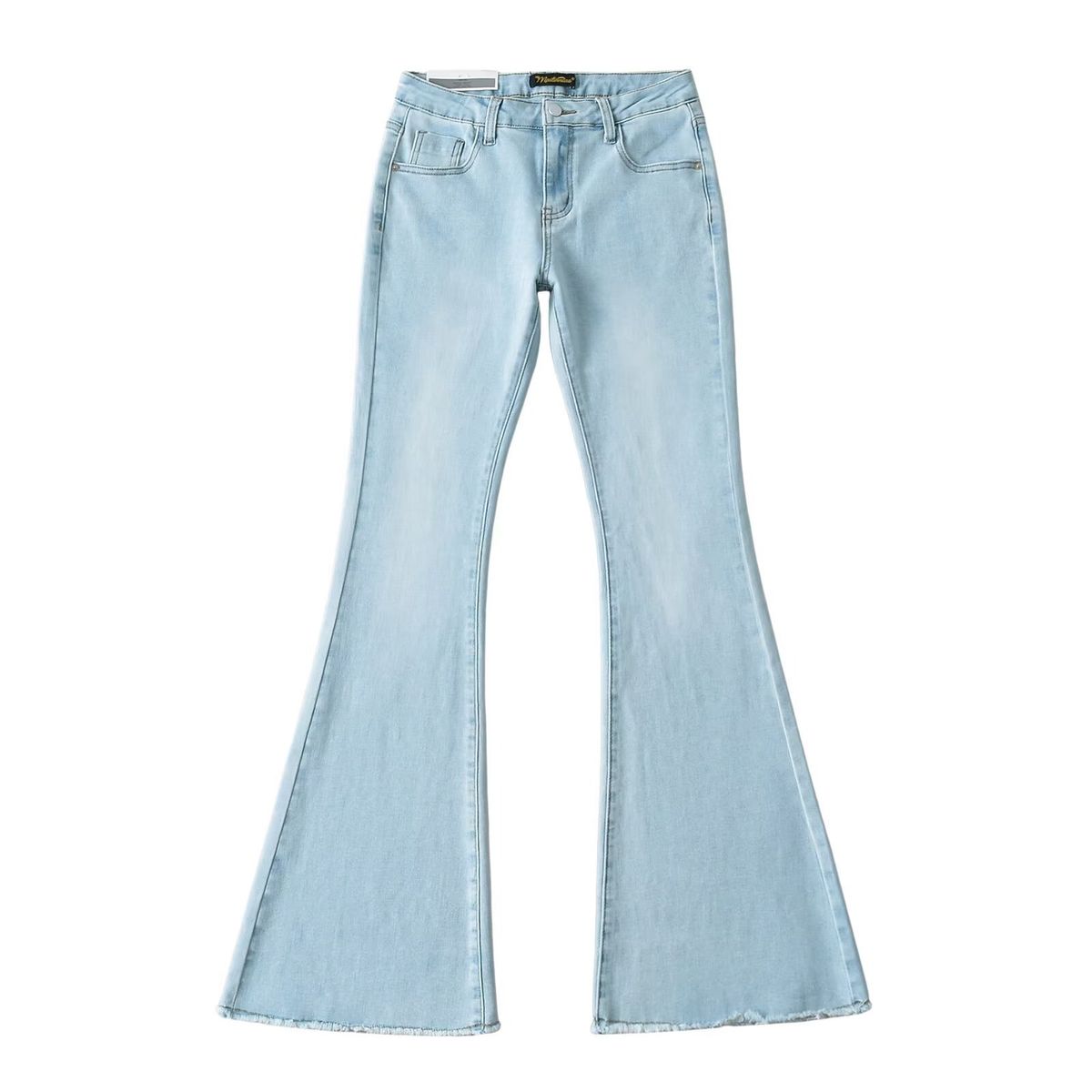 Women's Clothing Sexy Low Waist Slim Hip Hugging Raw Edge Flared Pants Women's Washed Micro Flared Denim Long Pants_ecoleips.com