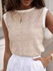 Women's Floral Texture Vest Casual Color Block Round Neck Sleeveless Top European American Style Summer Outerwear_ecoleips.com