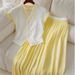 Women's Clothing Fashionable And Age Reducing Fashion White V Neck Short Sleeved Skirt Suit_ecoleips.com
