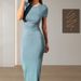 Women's Clothing Spring And Summer Foreign Trade Solid Color Temperament Slim Short Sleeved Dress_ecoleips.com