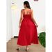 Large Size Red Suspender Dress Drawstring Lace Waist Fat Mm Thin Temperament Holiday Dress_ecoleips.com