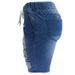 Women's Clothing Ripped Mid Waist Elastic High Elastic Medium Washed Blue Jeans Shorts_ecoleips.com
