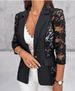Women's Clothing Elegant Solid Color Fashion Lace Splicing Small Suit Jacket Tops_ecoleips.com