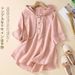 Classical Chinese-Style Leisure Short-Sleeved Jacquard Embroidered Cotton-Linen Shirt For Women, Summer Loose-Fitting Ho_ecoleips.com