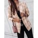Women's Clothing Women's Double Breasted Printed Jacket Long Sleeved Suit Collar Autumn Winter Long Sleeve For Formal & Casual For Women_ecoleips.com