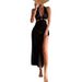 Women’s Clothing Summer New Beach Skirt Women's Solid Color Sexy Knitted Hollow Beach Bikini Swimsuit Cover Up Dress_ecoleips.com