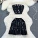 Women's Clothing Personality, Fashionable, Sexy, One Shoulder Tube Top Denim Vest Suit, High Waist, Slimming A Line Skirt_ecoleips.com