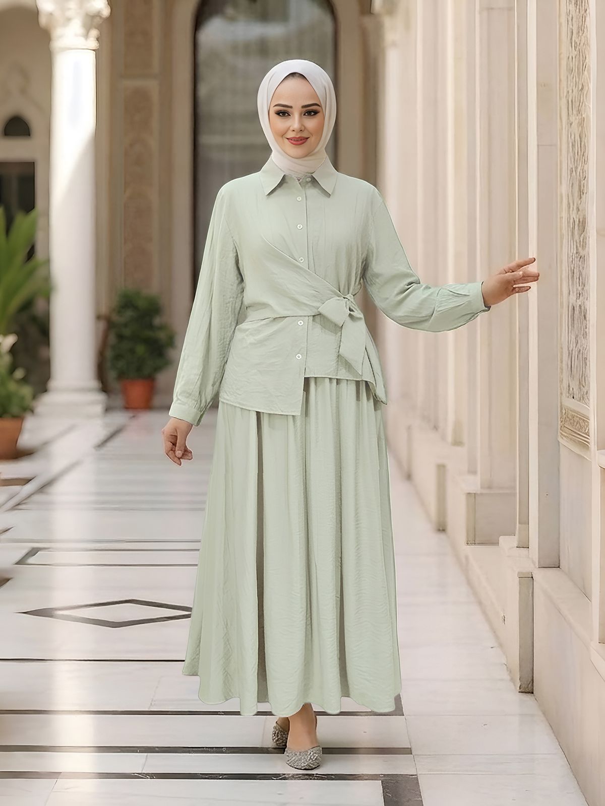 Women's Wide Leg Skirt Long Turkish Style Suit Colors Available_ecoleips.com
