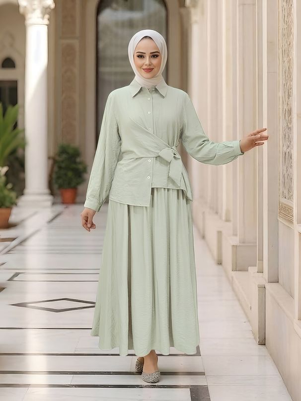 Women's Wide Leg Skirt Long Turkish Style Suit Colors Available_ecoleips.com