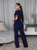 Women's Clothing American Style Solid Color Casual Suit Spring Summer Two Piece Set Color Block Striped Wide Leg Pants Fashionable Comfortable_ecoleips.com