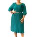 Women's Clothing Summer A-Line Dress Solid Color Round Neck Tie Waist Pleated High-Quality Mid-Length_ecoleips.com