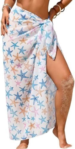 Women's Swimsuit Summer Floral Print Chiffon High Slit Transparent One Size Fits All New 2026_ecoleips.com