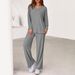 Women's Clothing Casual Two-Piece Set Long Sleeve Top & Wide Leg Pants Comfortable Loose Fit Outfit_ecoleips.com
