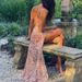 2026 Summer Hot New Women's Fashion Spaghetti Strap Floral Sexy Backless Split Tie Dress Wholesale_ecoleips.com