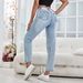 17-In Stock-35832#Amazon Cross-border Women's Clothing European And American INS Fashion Versatile Straight Ripped Denim_ecoleips.com