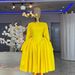 Summer New Style Women's High Waist A-Line Dress Elegant Round Neck Flared Sleeve Casual Vintage Maxi Dress_ecoleips.com