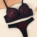 Aria Basics Hot-selling European American Lace Women's Bra Set, Sexy Color-blocked Lingerie And Panties_ecoleips.com