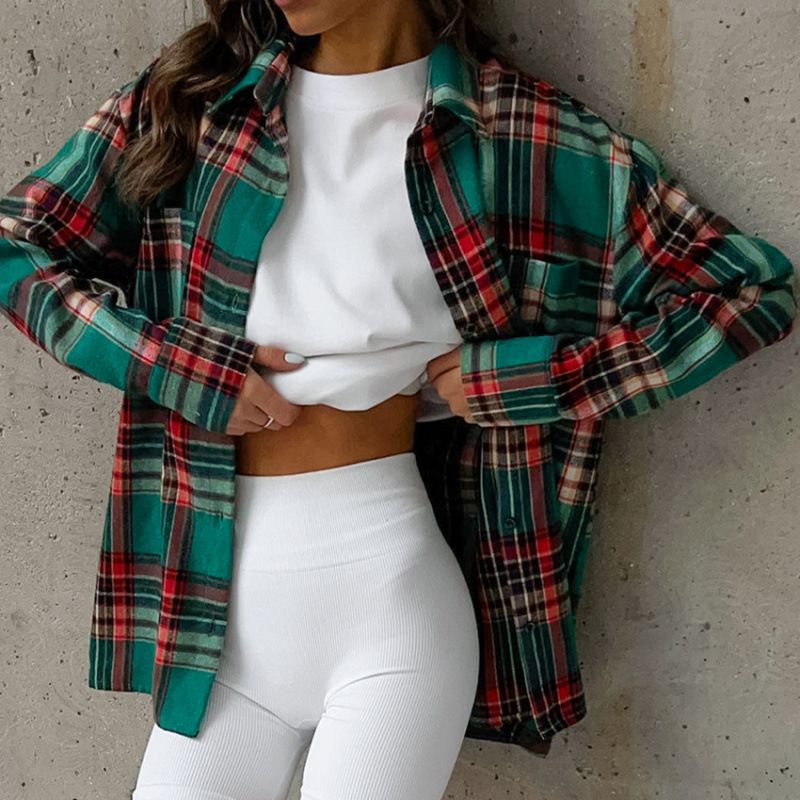 This Is An American Retro Long-Sleeved Checked Shirt With A Unique Design Sense. It's A Casual Checked Shirt Jacket For_ecoleips.com