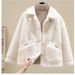 Women's Clothing Polo Collar Fleece Jacket For Women New Autumn And Winter Korean Style Short Granular Fleece Small Size Coat_ecoleips.com