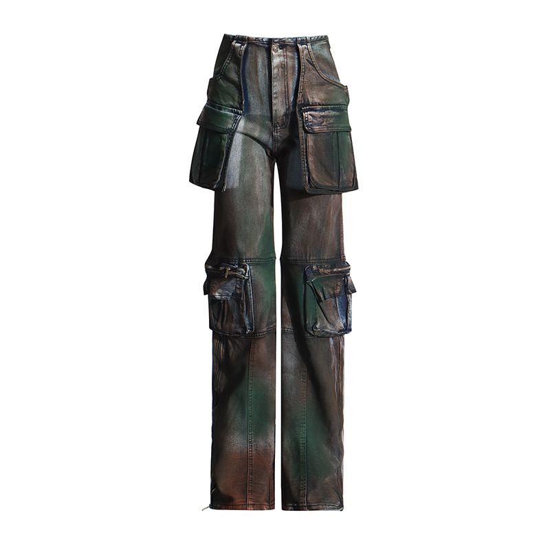 Women's Clothing stretch straight jeans early spring new design big pocket stitching slim denim trousers women_ecoleips.com