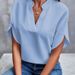 Women's V Neck Shirt Short Sleeved Pullover Casual Versatile Solid Color European And American Style Summer Top_ecoleips.com
