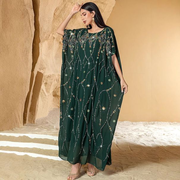 New Heavy Duty Embroidered Beaded Cape Hand Sewn Three Dimensional Flowers Party Robe Dress_ecoleips.com