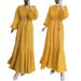 Women's Clothing Solid Color Long Robe Fashion Temperament Muslim Dress_ecoleips.com