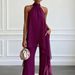 Women's Clothing High-End Purple Backless Halter Top And High-Waisted Wide Leg Pants Set For Women Suitable For Formal And Casual Occasions_ecoleips.com