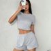 AD031 New Cross-Border Casual Comfortable Sports Fitness Short-Sleeve High-Waisted Cropped Shorts 2-Piece Set_ecoleips.com