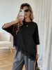2026 Summer Women's Clothing New Style Elegant Design Short Sleeve Plus Size T Shirt With Asymmetrical Hem And Lace Trim For Women_ecoleips.com