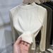 2025 Brushed Warm Elasticity Line Feeling Semi High Neck Long Sleeved Base Shirt Autumn And Winter New Skin Friendly_ecoleips.com