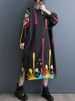 Black Vintage Print Oversized Dress For Women Spring Autumn New Korean Long Sleeve Loose Casual Shirt Dress Elegant Clothes 2026_ecoleips.com