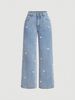 Wide Leg Jeans For Women Style With Small Bow And Small Bow_ecoleips.com