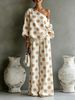 Women's Colorful Polka Dot Off-Shoulder Two-Piece Pants Set Summer_ecoleips.com