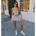 Women's Fashion Sexy Strapless Ruched Double Layer Skirt Pants Two-Piece Set_ecoleips.com