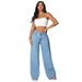 European And American Cross-border Women's Clothing: New Low-waist Casual Loose Straight Wide-leg Denim Pants_ecoleips.com