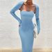Voya Women's Light Blue Elegant Fashion Set, Spring And Summer Shawl Dress Two-piece Set_ecoleips.com