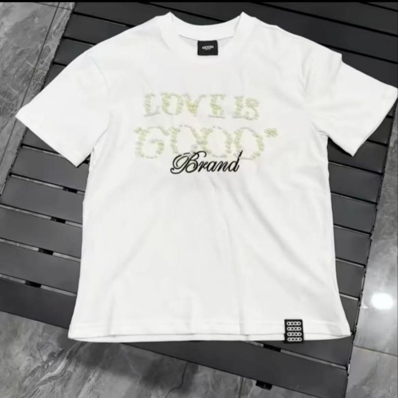New Early Spring 2026 Light Luxury Niche Solid Color Men's Embroidered Sequin Short-sleeve T-shirt, Round Neck, Slim_ecoleips.com