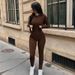 Women's High-Waisted Slim-Fit Jumpsuit - Streetwear Stretch Bodysuit , Trendy Solid Color One-Piece Pantsuit For Casual & Athletic Style_ecoleips.com