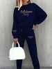 Letter Printing Loose Long Sleeve Casual Plus Velvet Thickening Suit Printing_ecoleips.com