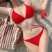 Women's Clothing New Ins Style Pure Color Sexy Slim Gathered Slim Three Point Multi Color Lace Bikini Women's Swimsuit_ecoleips.com