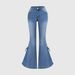 Cross-border European And American Four-season Stretch SMX Lace-up Bow Slim-fit Women's Mid-waist Flared Jeans_ecoleips.com