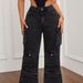 Women's Clothing Retro Fashion Trend Versatile Multi Pocket Workwear Denim Trousers_ecoleips.com