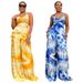 Women's Clothing Spring New Sexy Halter Neck Trousers Women's Fashion Tie Dye Print Suit_ecoleips.com