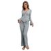 Foreign Trade Hot-Selling European And American Cross-Border Women's With Fleece Feel, V-Neck, Sleeves, Long Pants,_ecoleips.com