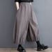 plus Size Wide Leg Pants Women's Spring Summer Boyfriend Style Casual Elastic Waist Cropped Loose Pleated Lantern Pants_ecoleips.com