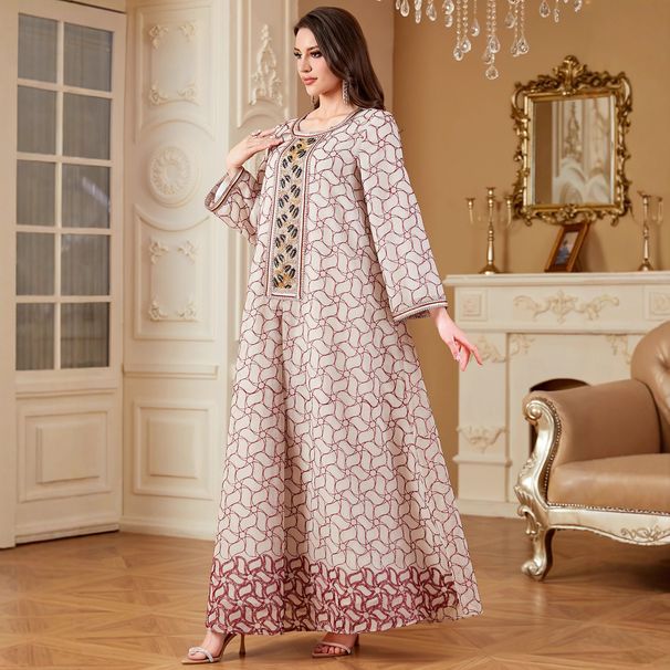 Modest Abaya Dress Elegant Arabic Embroidered Abaya Dress – Modest Muslim Long Dress With Lace Trim For Women_ecoleips.com